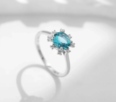 #ad Stunning Light Blue Zircon S925 Sterling Silver Ring $49.99