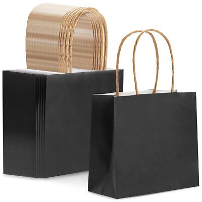 Mini Gift Bags with Handles Black Gift Bag Set 6 x 5 x 2.5 in 50 Pack $19.99