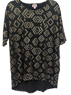 #ad Lularoe Womens Top Medium Irma Tunic Elegant Black Gold Polyester Spandex $9.83