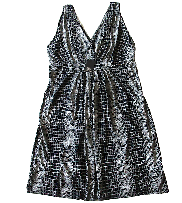 #ad NWT TART Chloe in Black amp; White Alligator Double V Sleeveless Jersey Dress 4X $27.00