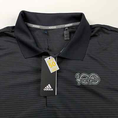 #ad Adidas Large NWT LOGO Mens Golf SS Button Polo Striped Shirt Gray $22.14