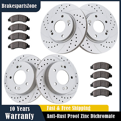 #ad Front Rear Brake Rotors Pads fit for Hyundai Elantra Kia Forte Slotted Drilled $117.45