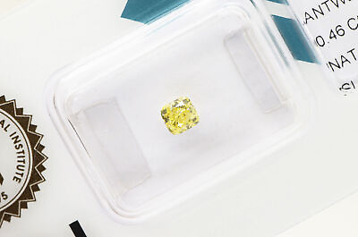 #ad IGI Certified Cushion Shape Diamond Fancy Intense Yellow Color 0.46 Carat SI2 $680.00