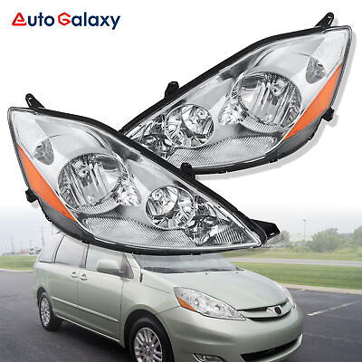 #ad 2PCS Headlights Headlamps Chrome Housing For 2006 2010 Toyota Sienna 3.5L LHRH $135.80