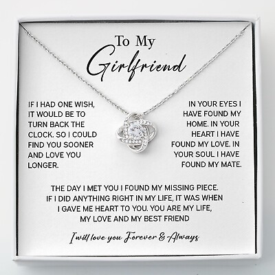 #ad To My Girlfriend Necklace Gift For Her Love Knot Gift Birthday Gift Necklace $28.99