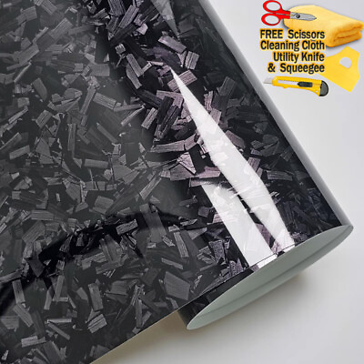 #ad Premium Forged Carbon Fiber Vinyl Film Wrap Roll High Gloss Black Sticker Decal $3.98