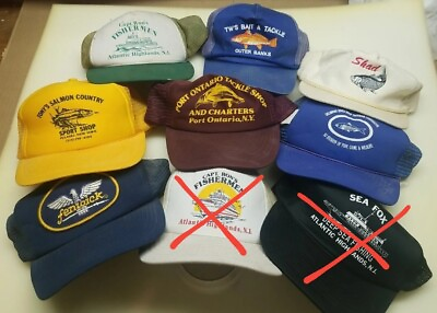 #ad Vintage Hat Lot of 7 Trucker Mesh 80s Fishing Salmon Steelhead NJ Pulaski Rare $99.99