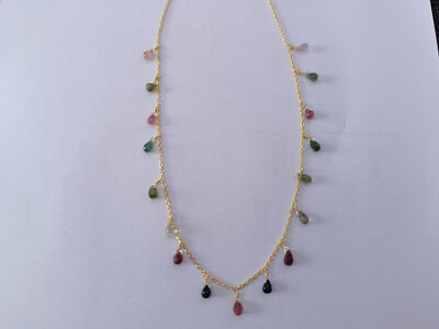 #ad Multi Tourmaline Necklace Silver 925 Sterling Gemstone Women#x27;s Jewelry New Art $51.20
