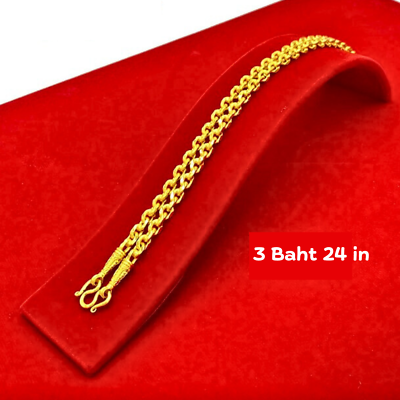 #ad Chain Thai Gold Plated 24k Necklace GP 3 Baht 24 in Yellow Solid Jewelry Pendant $52.20