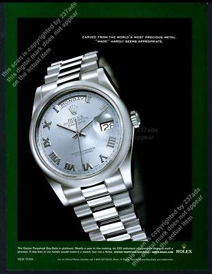 #ad 2004 Rolex Day Date platinum watch photo vintage print ad $9.99