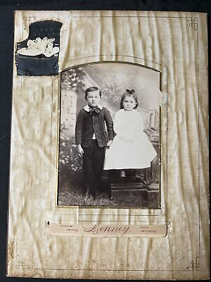 #ad 1890s TWINS Cabinet Card Photo and as Infants in Small Photo with Album Page $32.50