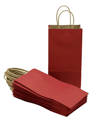 #ad #ad Small Paper Gift Handle Bags 5.25quot; x 3quot; x 8.5quot; Size Deep Red 24 Piece Pack $16.94