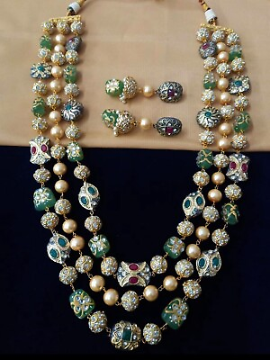 Indian Bollywood Traditional Gold Tone Kundan Bridal Pearl Fashion Jewelry Sets $82.15