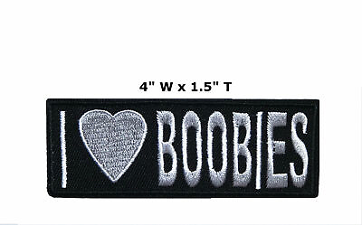 #ad I LOVE BOOBIES Embroidered Hook Loop Patch Funny Sayings Name Tag Badge Applique $4.99