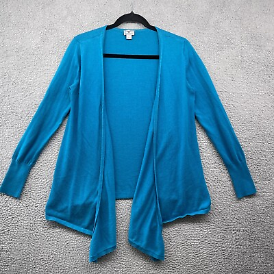 #ad Worthington Womens Open Cardigan Sweater Blue Knit Long Sleeve V Neck Size M $9.00
