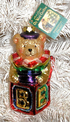 #ad THE GLASS TEDDY BEAR OLD WORLD CHRISTMAS BLOWN GLASS ORNAMENT NEW W TAG $14.99