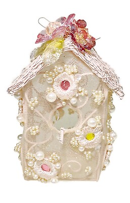 #ad 4.5” Birdcage Victorian Christmas Holiday Ornament Pale Pink $16.20