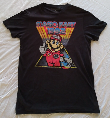 #ad T Shirt Mario Kart 1992 Nintendo Racing Black Retro Men#x27;s Size M 100% Cotton $12.00