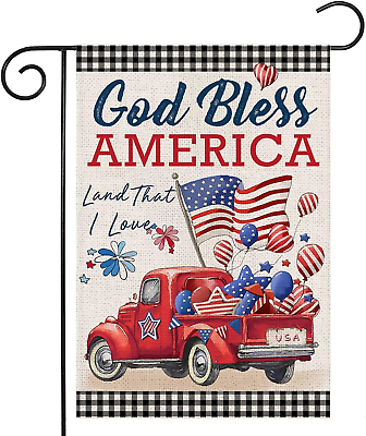 #ad 4Th of July Garden Flags for OutsidePatriotic American Truck with Flags Buffalo $31.99