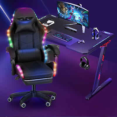 #ad Ergonomic Gaming Chair with RGB Light Chairs Home Office Chair With Footrest a $104.99