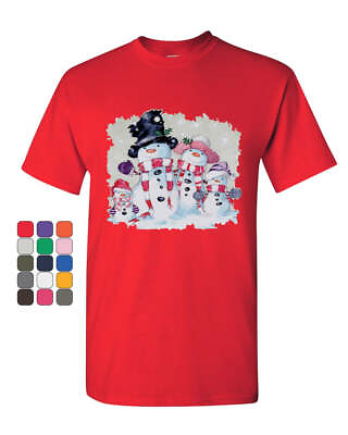#ad Snowman Family T Shirt Let It Snow Merry Christmas Xmas Holiday Mens Tee Shirt $21.95