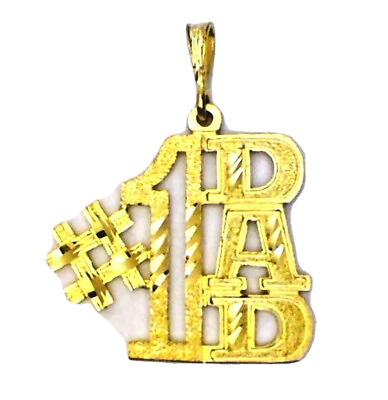 #ad 14K YELLOW GOLD LARGE quot;NUMBER ONE DADquot; quot;#1 DADquot; PENDANT CHARM $399.99