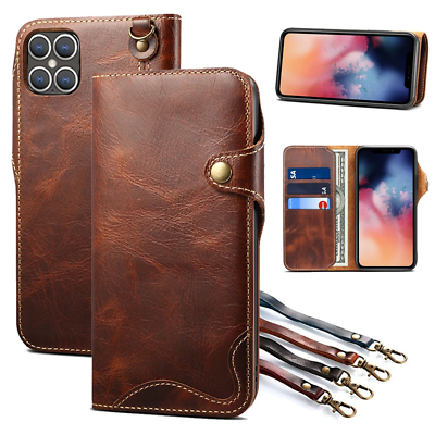#ad Real Genuine Leather Flip Wallet Case Cover For iPhone 15 14 13 12 11 XS Max 8 $21.74