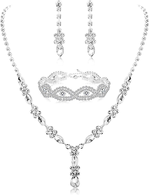 #ad Rhinestone Bridesmaid Jewelry Sets for Women Necklace and Earring Set for Weddin $23.48