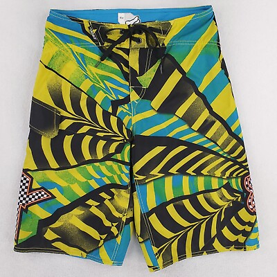 #ad Fox Cargo Board Shorts Mens Sz 28 Multicolor Hypnotic Swirl Geometric Checkered $23.99