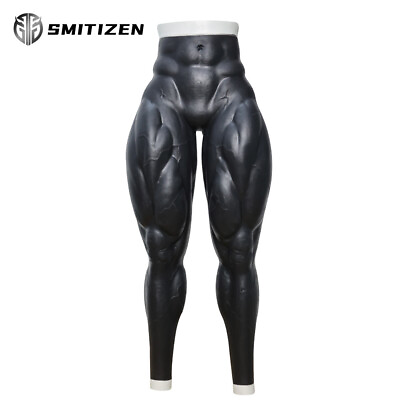 #ad Smitizen Silicone Black muscular Leg Muscle Pant Fake Realistic Skin For Cosplay $348.68