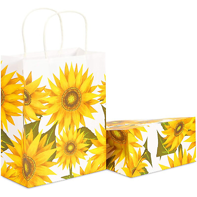 24 Pack Medium Sunflower Paper Gift Bags with Handle for Birthday Party 8 x 4quot; $19.99
