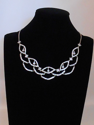 #ad Carolee Silvertone CRYSTAL STEMS Openwork Frontal Necklace N7820 4123 $110 $32.50