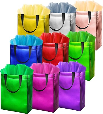 #ad #ad Colorful Gift Bags with Tissues – 9PCS Reusable Gift Bags Medium Size $19.44