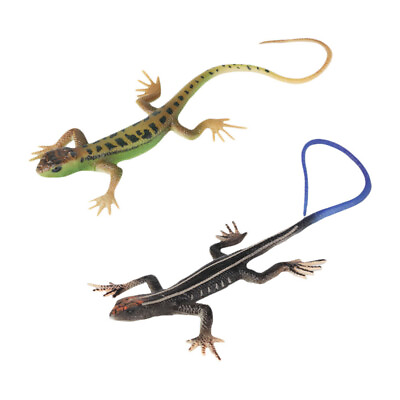 #ad 2pcs Animal Models Realistic Rubber Lizard Fake Toy Artificial Reptile Models $9.68