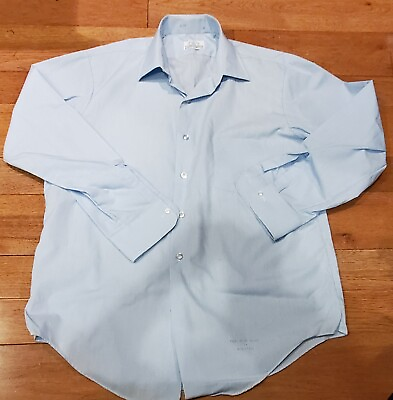 #ad Vintage Men#x27;s Wear Permanent Press Blue Shirt L S Button Up 16 33 Poly Cotton $14.50