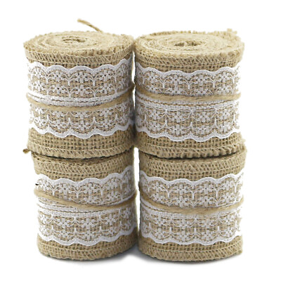 #ad 4pcs Craft Ribbon Hessian Jute DIY Supplies fashion Home Wedding Decor Lace Trim $11.25