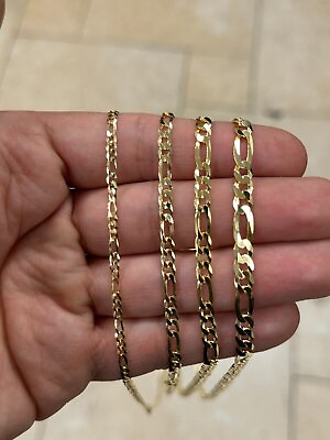 #ad 14k Yellow Gold Plated Over 925 Sterling Silver Figaro Link Chain Italian Made $20.40