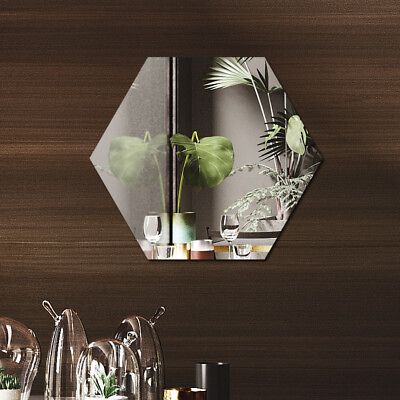 #ad Removable Acrylic Mirror Self Acrylic Hexagon 1 6 12 Pieces Flexible $5.44