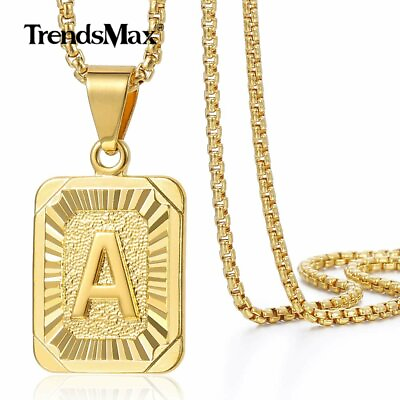 #ad 14K Gold Plated Initial Letter A Z Pendant Necklace Choker for Mens Womens Chain $7.99