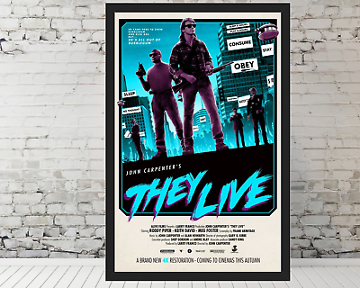 #ad John Carpenter#x27;s They Live movie poster Roddy Piper 11quot; x 17quot; FRAMED Wall Art $33.90