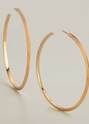 #ad LANA JEWELRY Yellow Gold 14k Large Hoop Earrings 2.4quot; 60mm $2880 Knife Edge $800.00