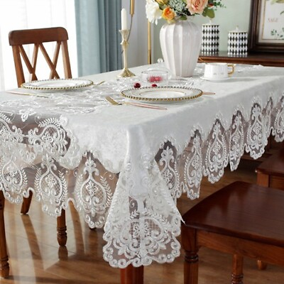 #ad Embroidery Tablecloth Party Home Decor Lace Table Cloth Furniture Dust Cover $96.30