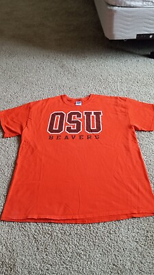 #ad Vintage Oregon State OSU Beavers NCAA Orange Short Sleeve Shirt Men Size XL $14.29