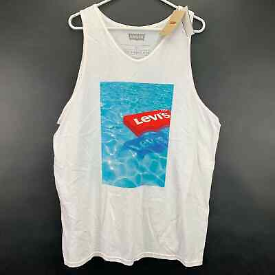 #ad Levi#x27;s Mens Floating Logo Tank Top Sleeveless T Shirt White XL $19.97