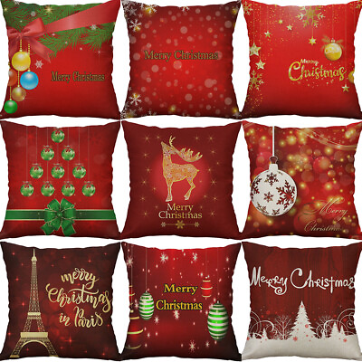 #ad Snowman Christmas tower Cotton Linen Pillow Case Cushion Cover Home Decorative $3.87