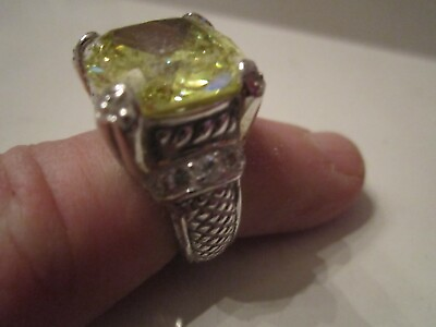 #ad MX STERLING SILVER RING WITH LIGHT GREEN QUARTZ OR CRYSTAL? SIZE 7 TUB SCCC $91.00