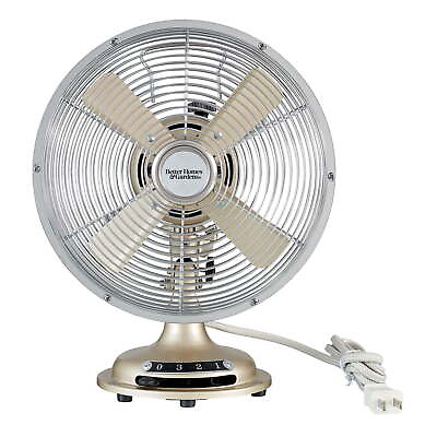 #ad Retro Brushed Nickel 8 inch 3 Speed Table Fan Tilted Head Oscillation Home Decor $23.00
