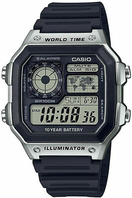 #ad Casio AE1200WH 1CV Chronograph Watch Illuminator 5 Alarms 10 Year Battery $24.75
