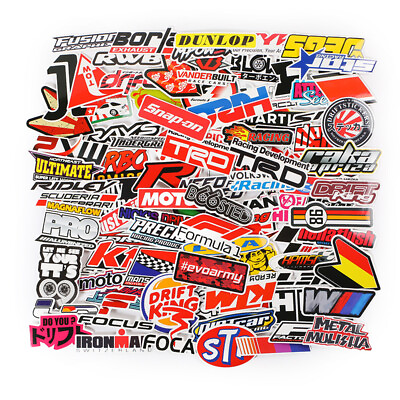 #ad Automotive Sponsor JDM 100 Decals Stickers Pack V1 Car Racing Turbo Drift Lot $9.99