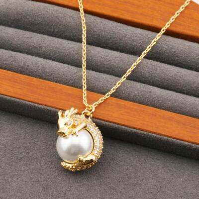 #ad Kate Spade Gold Zodiac Dragon Pearl Electroplated 18k True Gold Necklace $24.29